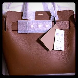 NWT Burberry Triple Stud Belt Leather Bag, Tan